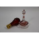 A 19th century Continental cut ruby-glass scent flask