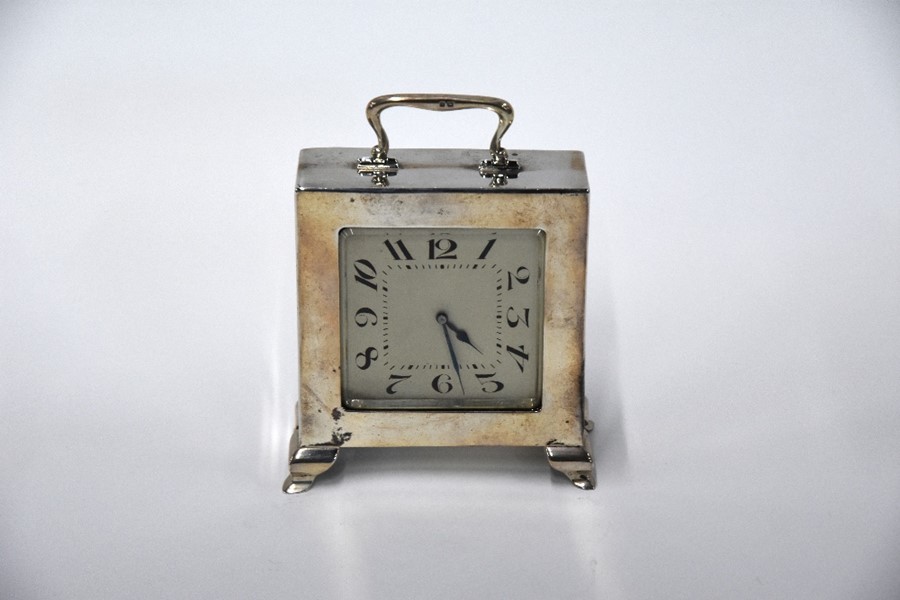 Art Deco silver desk clock - Image 5 of 7