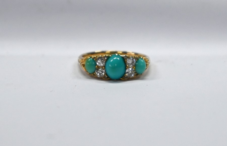 A Victorian turquoise and diamond ring - Image 4 of 6