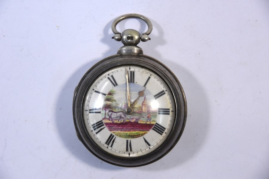 Victorian silver pair-cased pocket watch