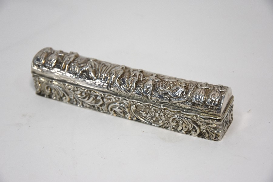 An Edwardian silver hatpin box