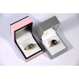 9ct rose gold onyx and diamond set signet ring