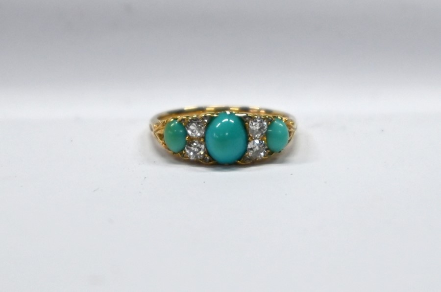 A Victorian turquoise and diamond ring - Image 5 of 6