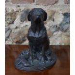 Mary Beattie Scott, a brown bronze study of a seated dog with her five pups