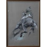 Figurative study of horse and rider - charcoal and chalks