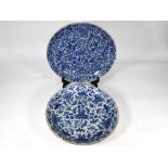 Two 18th century Chinese blue and white chargers