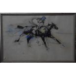 M - A figurative study of a horse and rider - charcoal and chalk