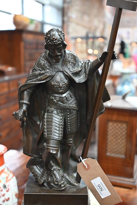 A fine brown bronze sculpture of a knight crusader, late 19th/20th century - Image 18 of 19