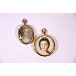 Two portrait miniatures on young ladies