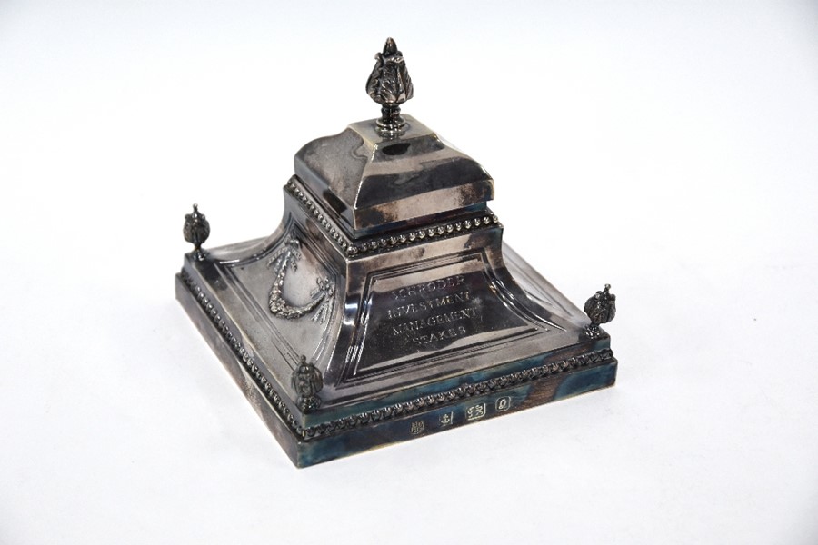 Horse Racing Goodwood silver trophy inkwell