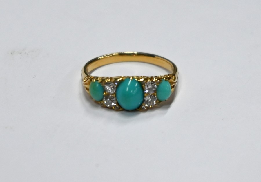 A Victorian turquoise and diamond ring - Image 2 of 6