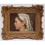 Attributed to Luigi Zuccoli Head and shoulders portrait of a young girl in profile Oil on board 10.