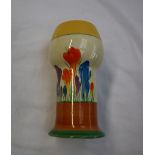 A Clarice Cliff pottery vase, decorated in the crocus pattern, black printed mark,