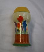 A Clarice Cliff pottery vase, decorated in the crocus pattern, black printed mark,