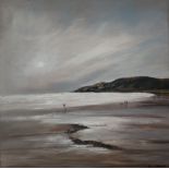 Sue Davies Surfer Langland Oil on canvas Signed 90 x 90cm ***Artists resale rights may apply to