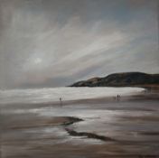 Sue Davies Surfer Langland Oil on canvas Signed 90 x 90cm ***Artists resale rights may apply to