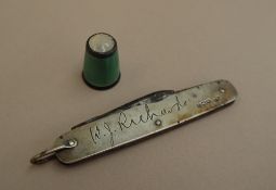 A George V silver cased pocket knife, with steel blades, Sheffield, 1933,