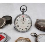 A continental white metal open faced fob watch, together with a silver watch case,