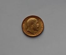 An Edward VII gold half sovereign, dated 1908 CONDITION REPORT: In used condition,