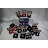 Royal Mint - A collection of silver proof coin sets including 1992 ten pence two-coin set,