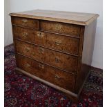 A Queen Anne walnut and cross banded chest, the rectangular moulded top,