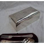 A George V silver cigarette box of rectangular form, with line decoration and initials, Birmingham,