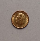 A George V gold half sovereign, dated 1912,