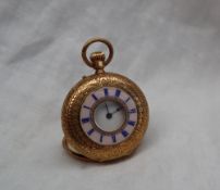 An 18ct yellow gold half hunter fob watch,