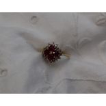 A ruby and diamond cluster ring,