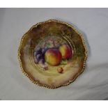 A Royal Worcester hand painted fruit study plate,