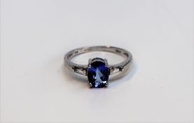 A Tanzanite ring, the oval faceted tanzanite approximately 7mm x 6mm,