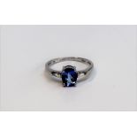 A Tanzanite ring, the oval faceted tanzanite approximately 7mm x 6mm,