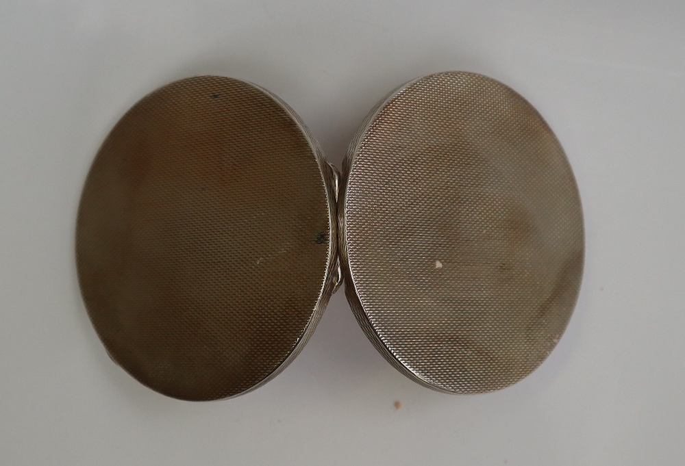 A George VI silver powder compact, of circular form, with engine turned decoration, - Image 4 of 4
