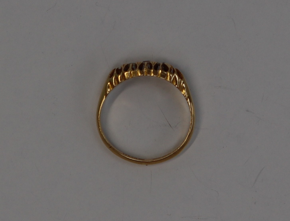 A two stone diamond ring, set with old cut diamonds to an 18ct yellow gold setting and shank, - Image 3 of 3