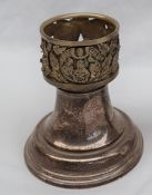 An Aurum silver candle lamp base,