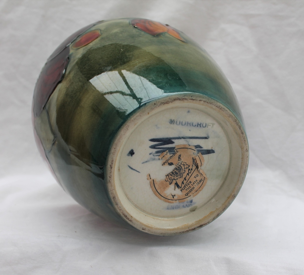 A Moorcroft Clematis pattern vase with a tapering neck to a cream ground, impressed mark, - Image 3 of 7