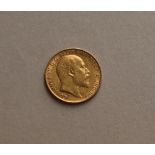 An Edward VII gold half sovereign,