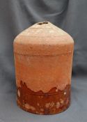 A 19th century terracotta "Chicory" forcer, of domed form, with impressed decoration,