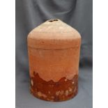 A 19th century terracotta "Chicory" forcer, of domed form, with impressed decoration,