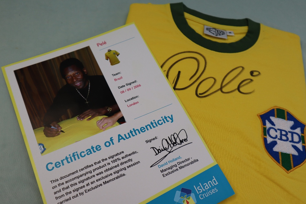 A replica Brazilian football shirt signed by Pele, - Image 5 of 5