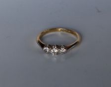 A three stone diamond ring,