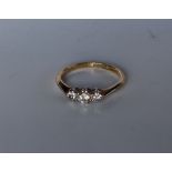 A three stone diamond ring,