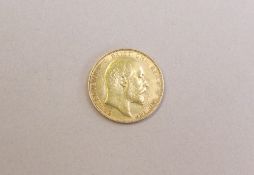 An Edward VII gold sovereign,