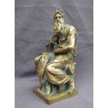 A bronze model of Michelangelo's Moses, with his voluminous beard,