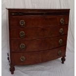 A Victorian mahogany chest, with a bowed top and beaded rim,