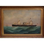 19th Century British School The "Rothesay" Study of a ship Oil on canvas 49 x 77.