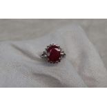 A Ruby and diamond cluster ring,