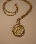 A Victorian gold sovereign, dated 1898, Sydney mint mark, in a 9ct yellow gold mount,