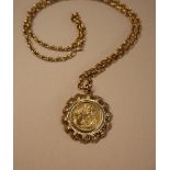 A Victorian gold sovereign, dated 1898, Sydney mint mark, in a 9ct yellow gold mount,