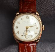 A Gentleman's 9ct yellow gold Winegartens Ltd wristwatch,